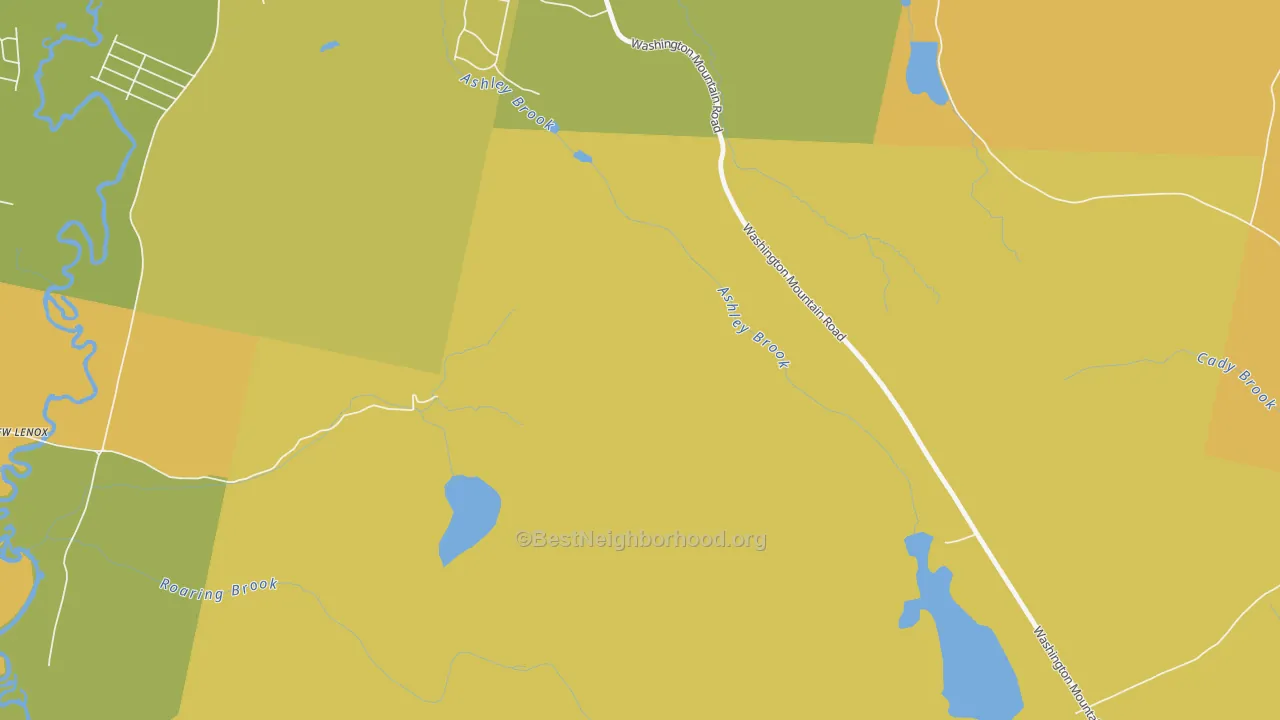 Map of the best neighborhoods in the 01202 area, with better matches in green and worse matches in red