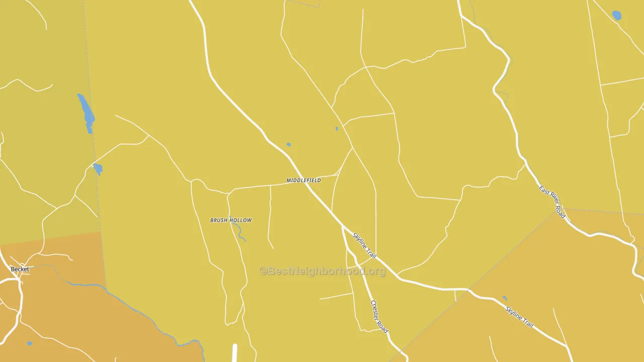 Map of the best neighborhoods in the 01243 area, with better matches in green and worse matches in red