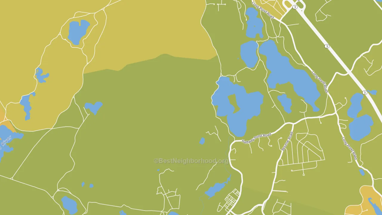 Map of the best neighborhoods in the 02366 area, with better matches in green and worse matches in red
