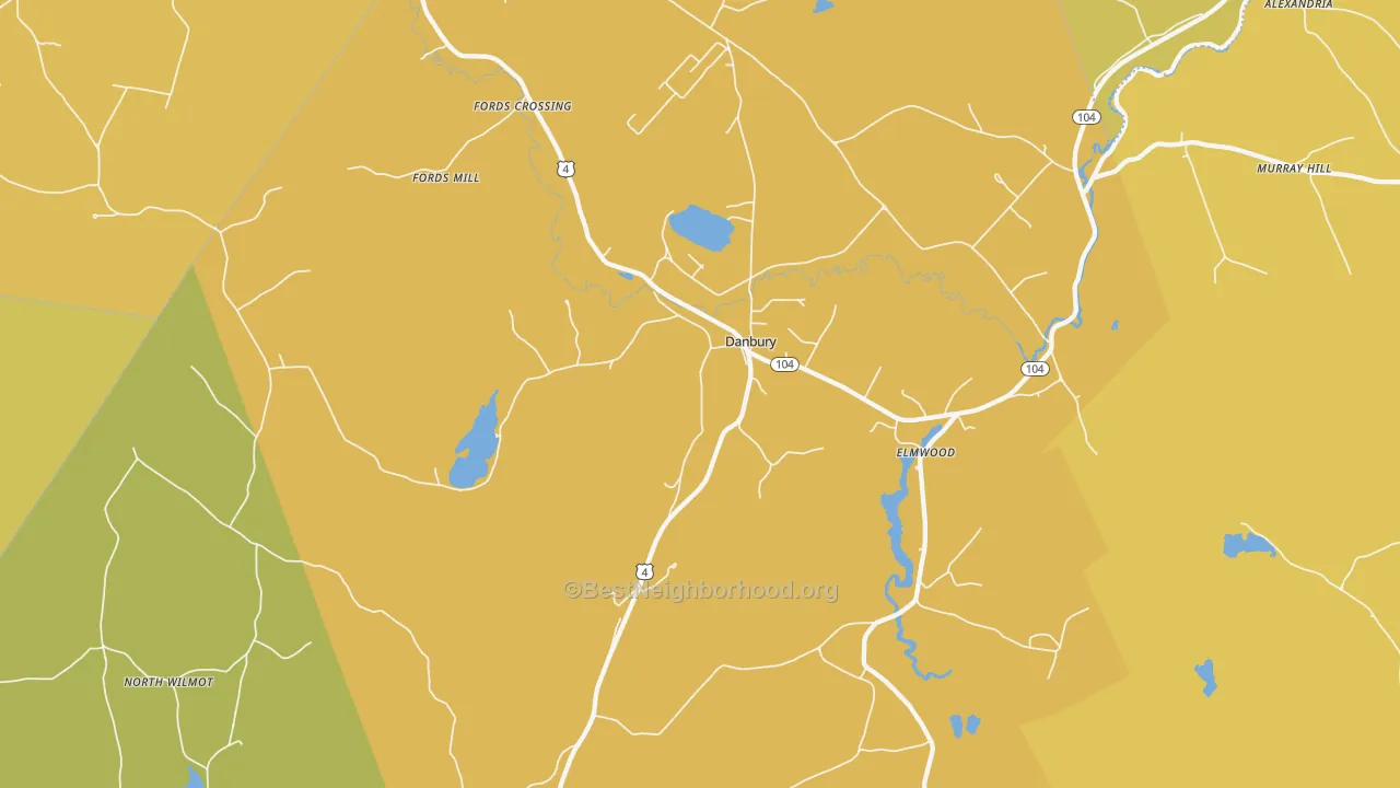 Map of the best neighborhoods in the 03230 area, with better matches in green and worse matches in red