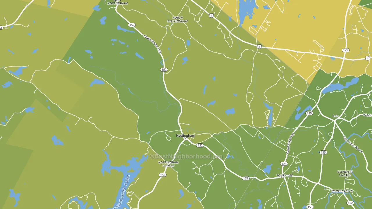 Map of the best neighborhoods in the 03290 area, with better matches in green and worse matches in red