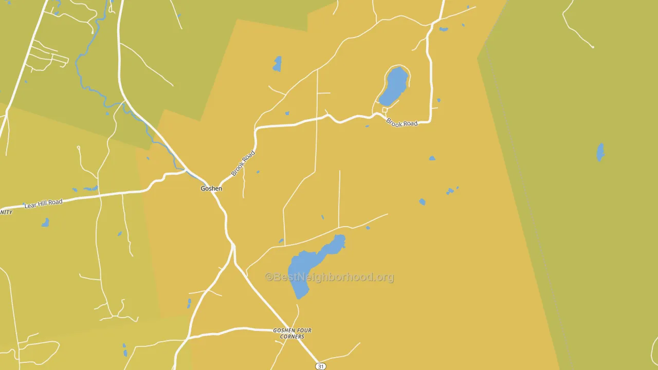 Map of the best neighborhoods in the 03752 area, with better matches in green and worse matches in red