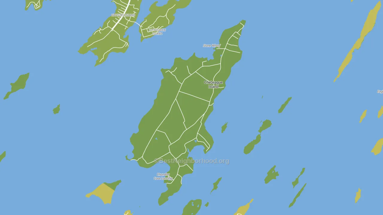 Map of the best neighborhoods in the 04017 area, with better matches in green and worse matches in red