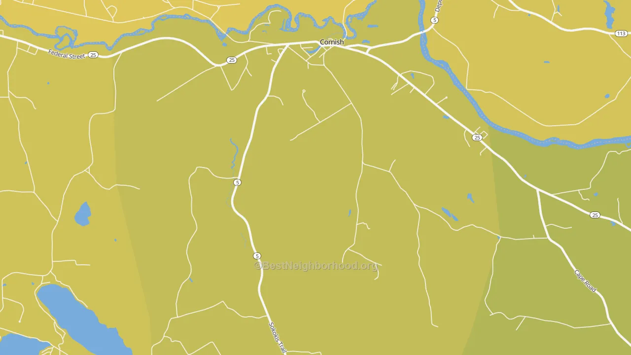 Map of the best neighborhoods in the 04020 area, with better matches in green and worse matches in red