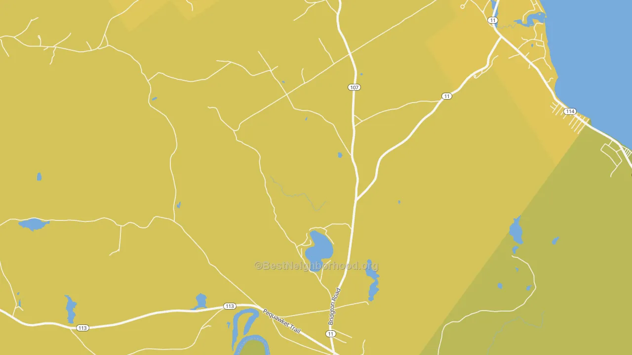 Map of the best neighborhoods in the 04024 area, with better matches in green and worse matches in red
