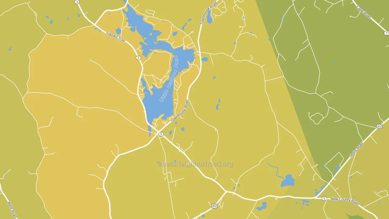 Map of the best neighborhoods in the 04030 area, with better matches in green and worse matches in red