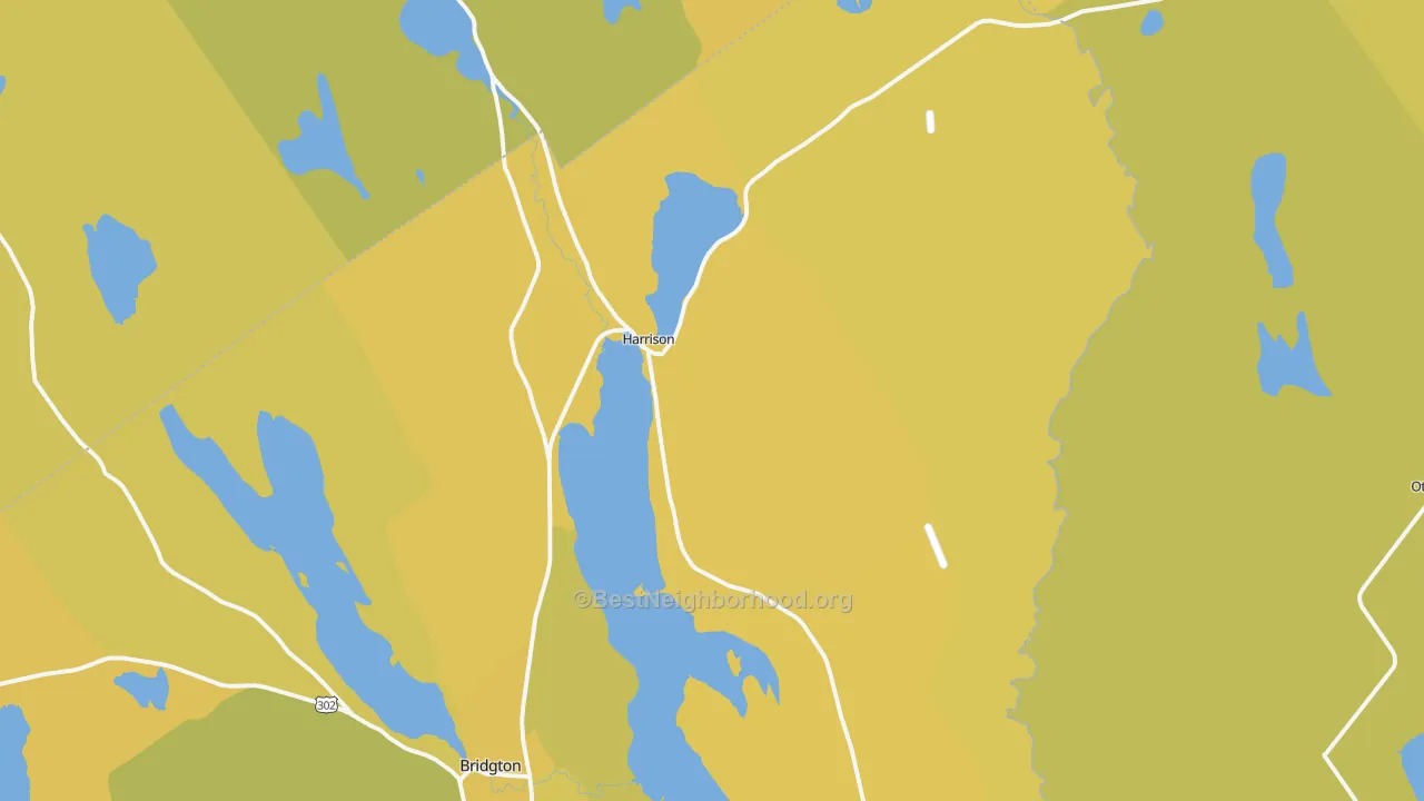 Map of the best neighborhoods in the 04040 area, with better matches in green and worse matches in red