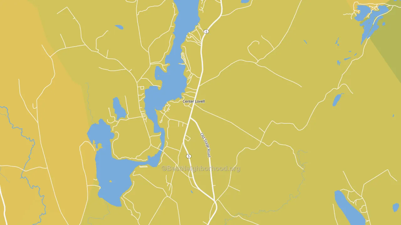 Map of the best neighborhoods in the 04051 area, with better matches in green and worse matches in red