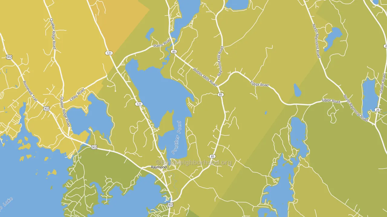 Map of the best neighborhoods in the 04071 area, with better matches in green and worse matches in red
