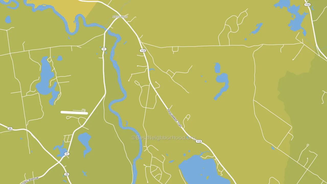 Map of the best neighborhoods in the 04085 area, with better matches in green and worse matches in red