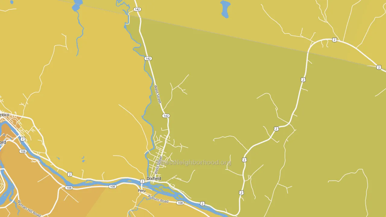 Map of the best neighborhoods in the 04224 area, with better matches in green and worse matches in red