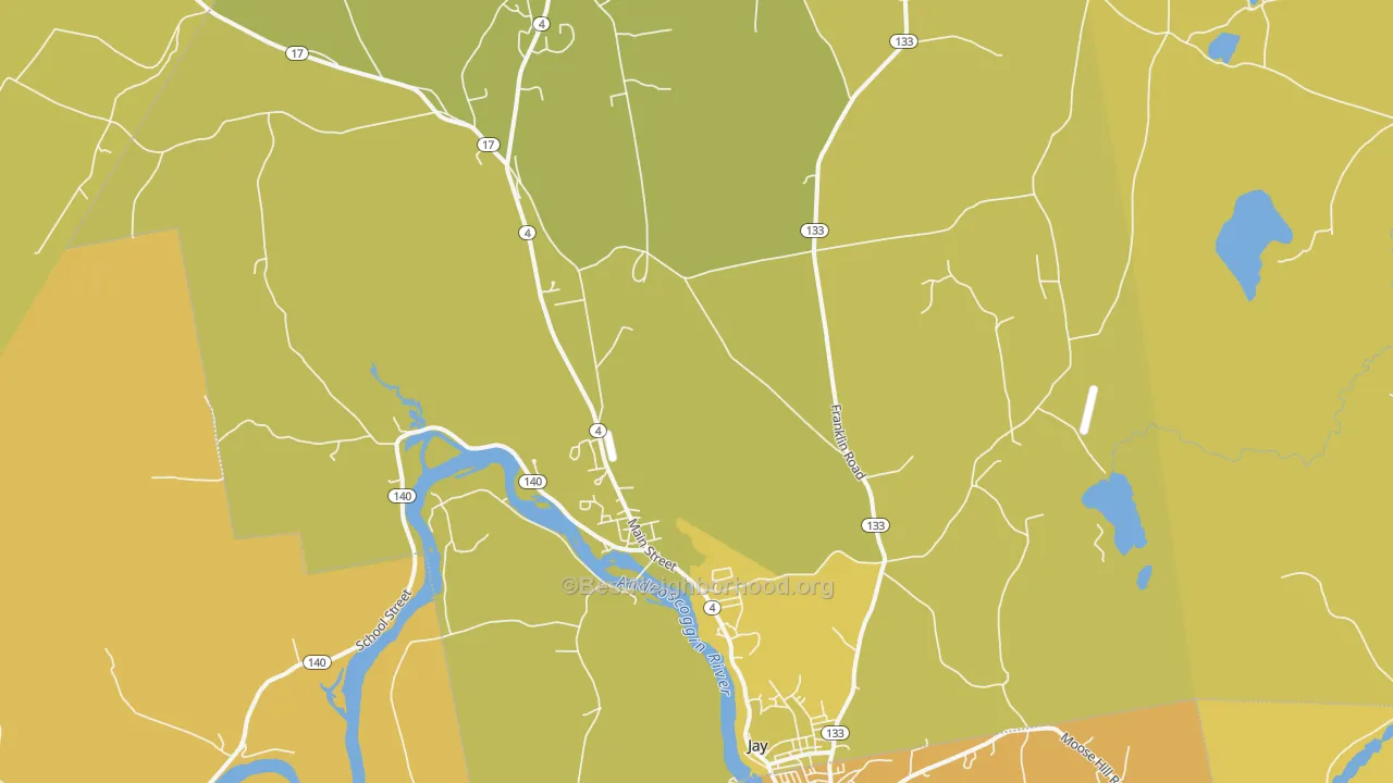 Map of the best neighborhoods in the 04239 area, with better matches in green and worse matches in red