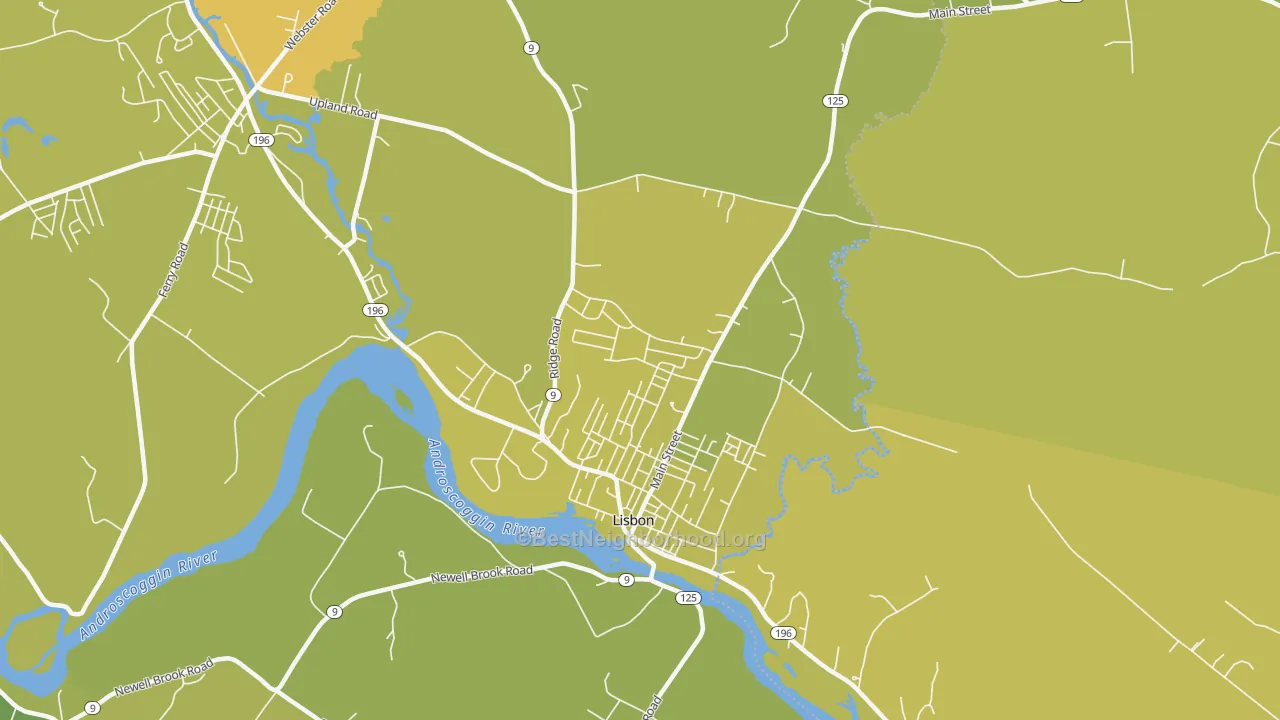 Map of the best neighborhoods in the 04252 area, with better matches in green and worse matches in red