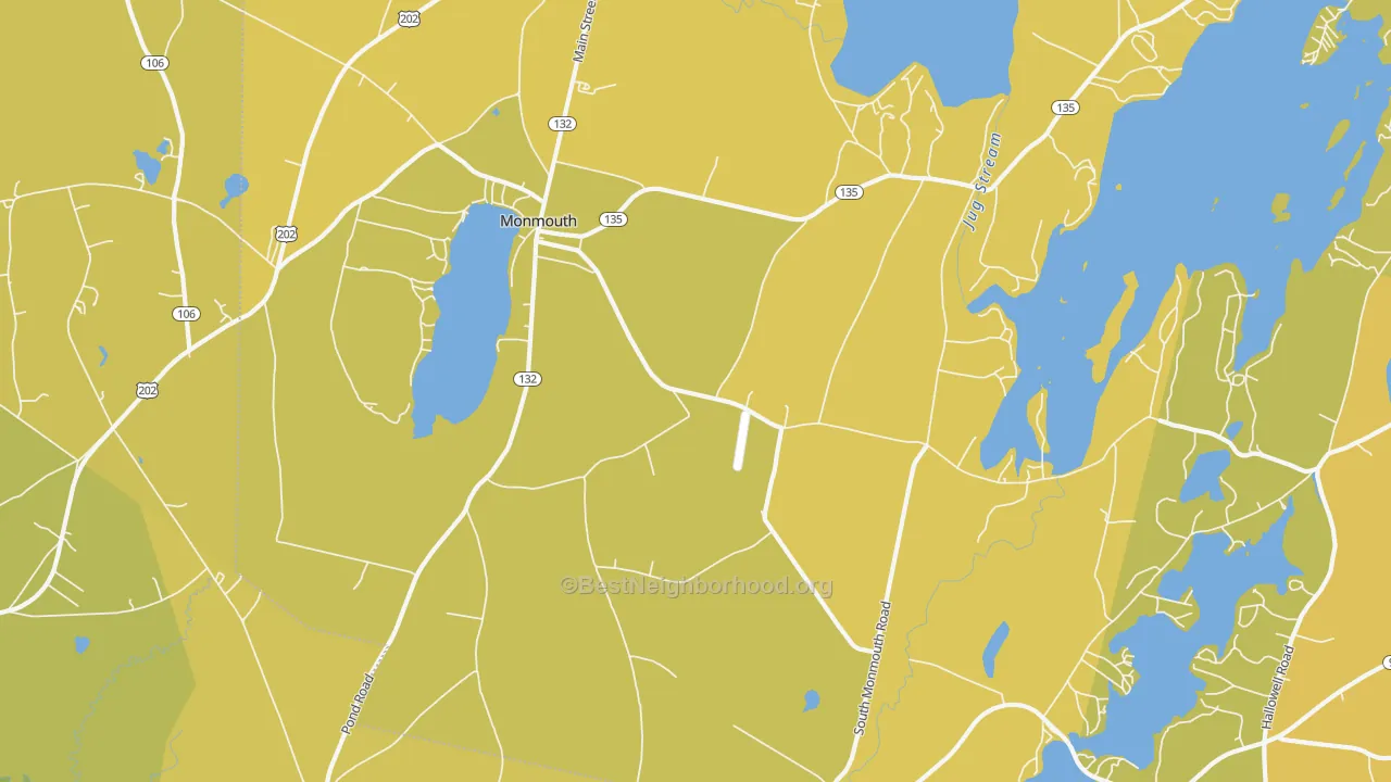 Map of the best neighborhoods in the 04259 area, with better matches in green and worse matches in red