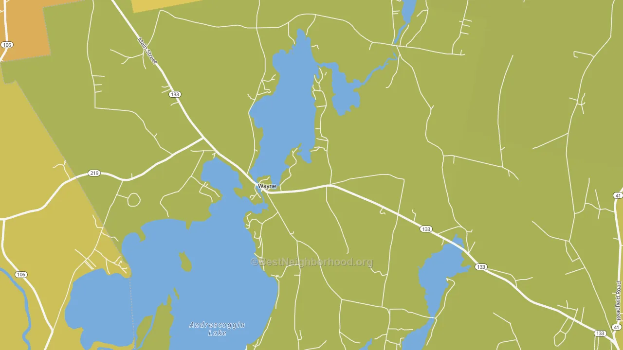 Map of the best neighborhoods in the 04284 area, with better matches in green and worse matches in red
