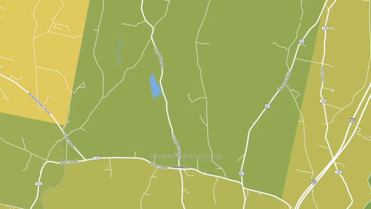 Map of the best neighborhoods in the 04287 area, with better matches in green and worse matches in red