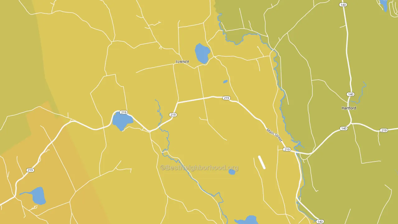 Map of the best neighborhoods in the 04292 area, with better matches in green and worse matches in red