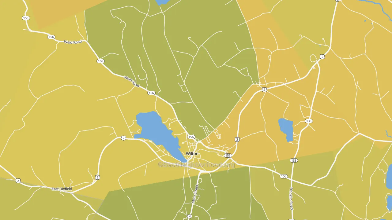 Map of the best neighborhoods in the 04294 area, with better matches in green and worse matches in red