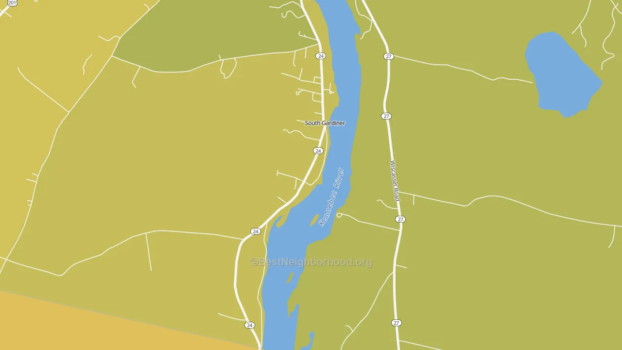 Map of the best neighborhoods in the 04359 area, with better matches in green and worse matches in red