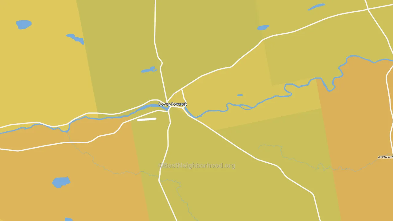 Map of the best neighborhoods in the 04426 area, with better matches in green and worse matches in red