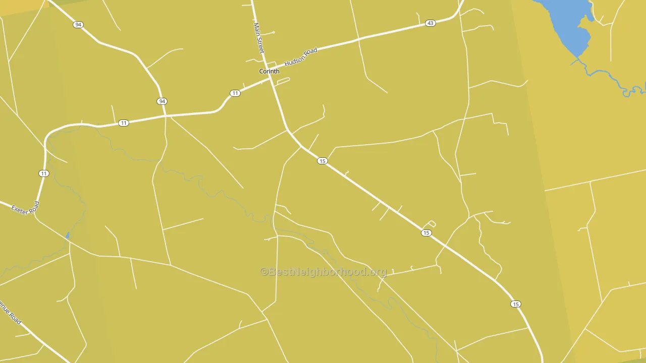 Map of the best neighborhoods in the 04427 area, with better matches in green and worse matches in red