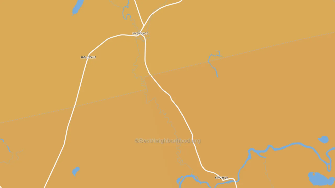 Map of the best neighborhoods in the 04451 area, with better matches in green and worse matches in red