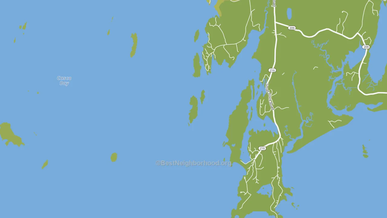 Map of the best neighborhoods in the 04565 area, with better matches in green and worse matches in red