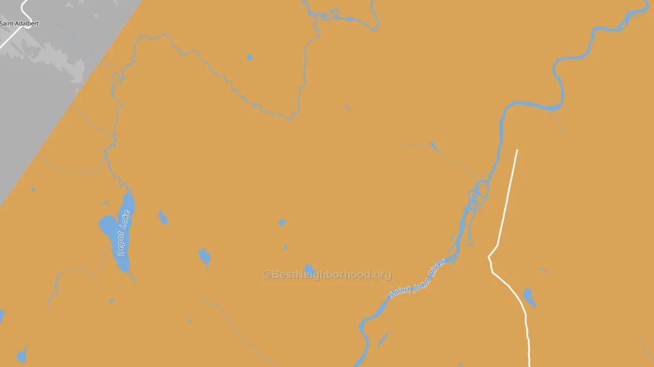 Map of the best neighborhoods in the 04737 area, with better matches in green and worse matches in red