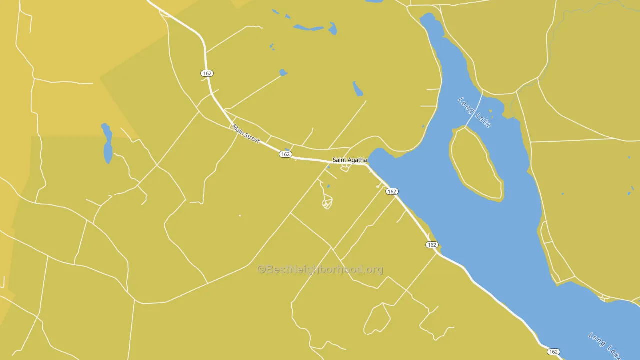 Map of the best neighborhoods in the 04772 area, with better matches in green and worse matches in red