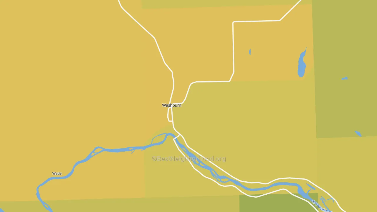 Map of the best neighborhoods in the 04786 area, with better matches in green and worse matches in red
