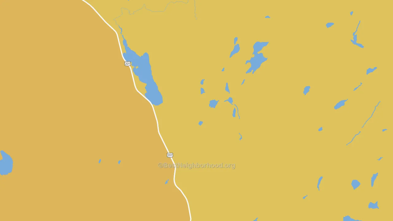 Map of the best neighborhoods in the 04954 area, with better matches in green and worse matches in red