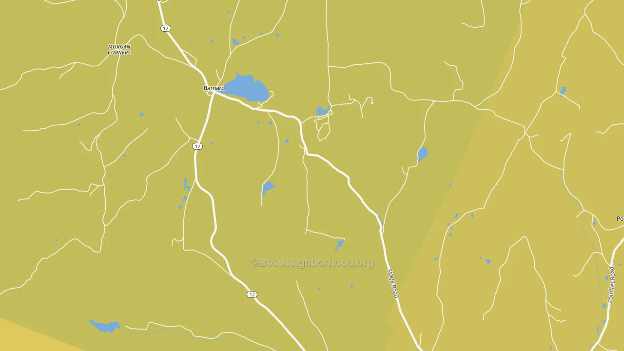 Map of the best neighborhoods in the 05031 area, with better matches in green and worse matches in red
