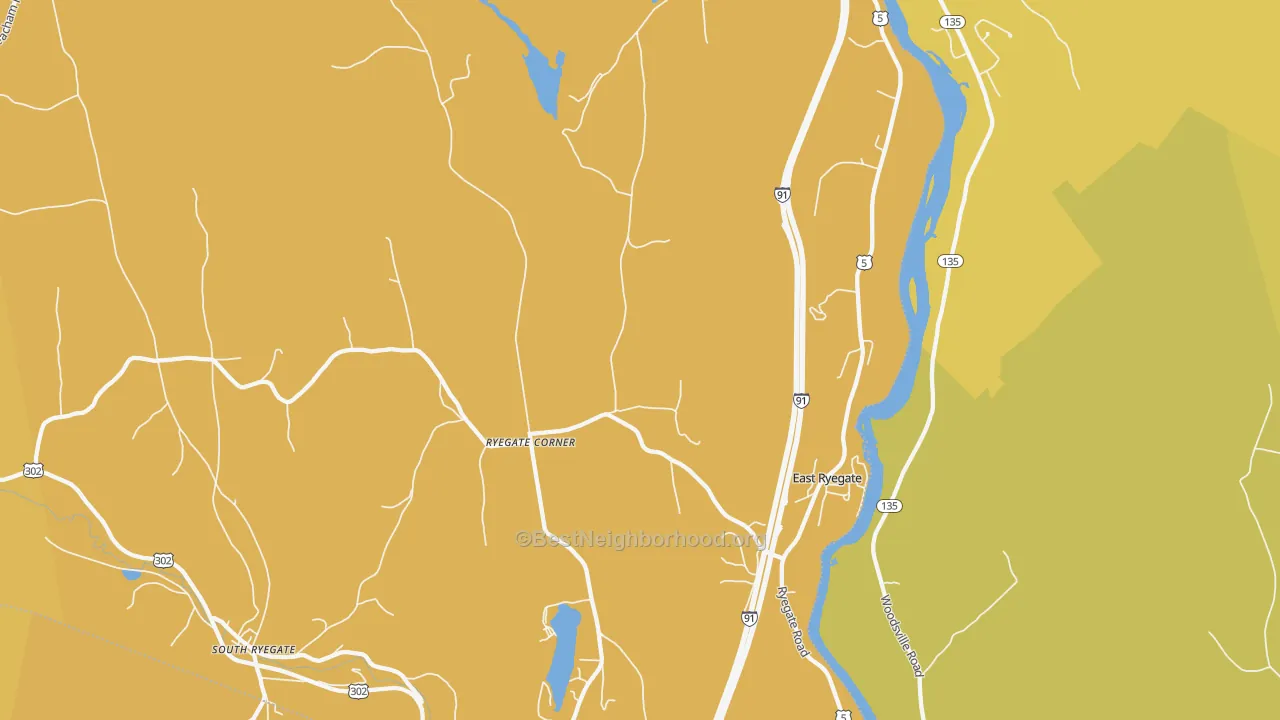 Map of the best neighborhoods in the 05042 area, with better matches in green and worse matches in red