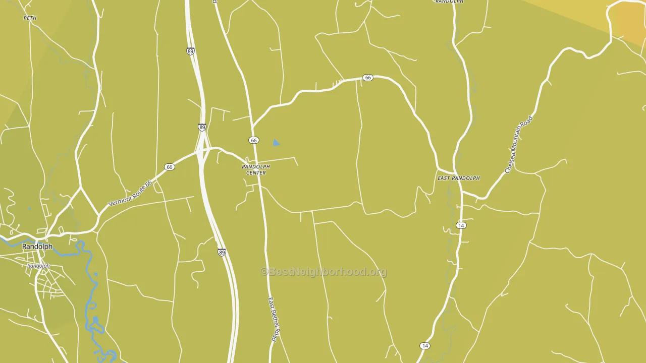 Map of the best neighborhoods in the 05061 area, with better matches in green and worse matches in red