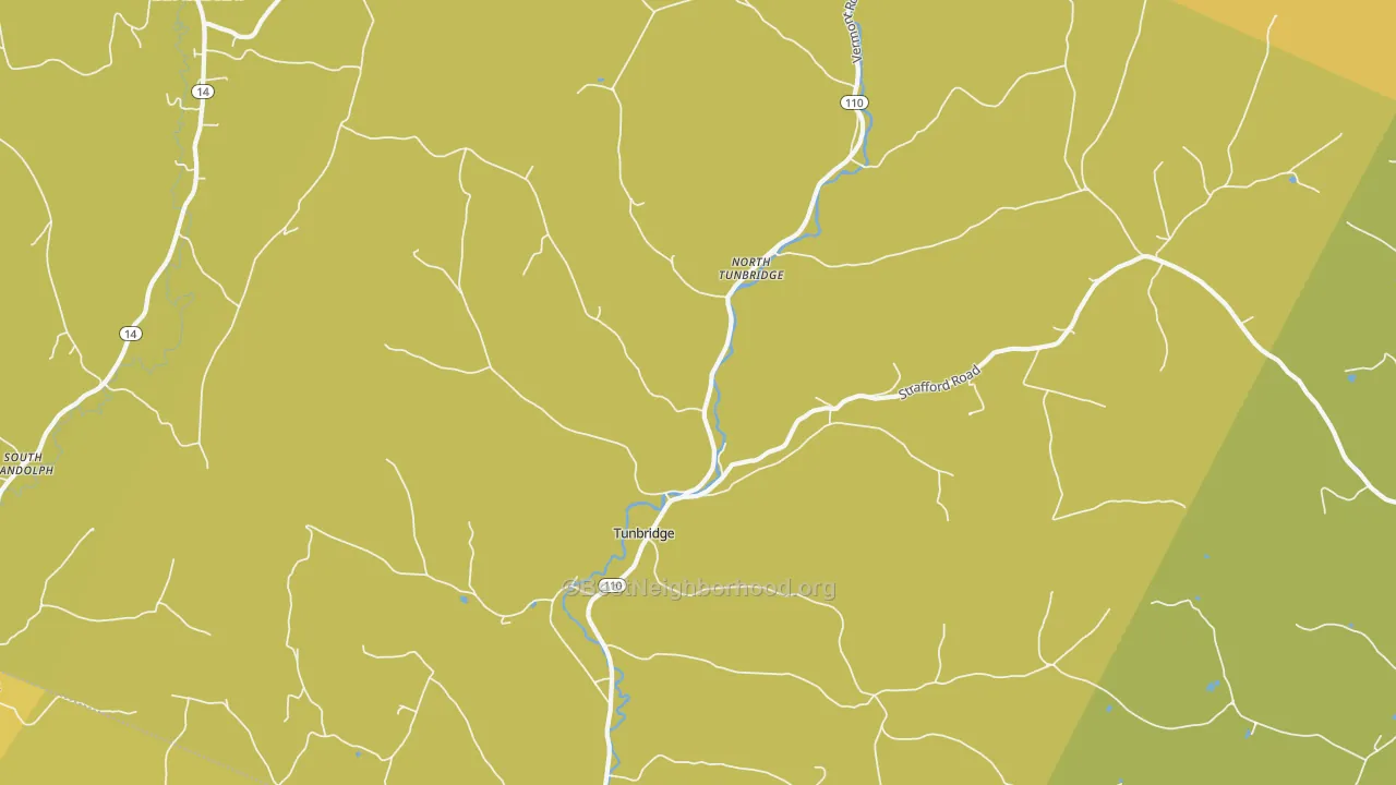 Map of the best neighborhoods in the 05077 area, with better matches in green and worse matches in red