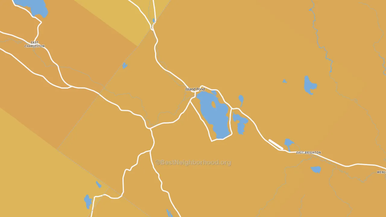 Map of the best neighborhoods in the 05846 area, with better matches in green and worse matches in red