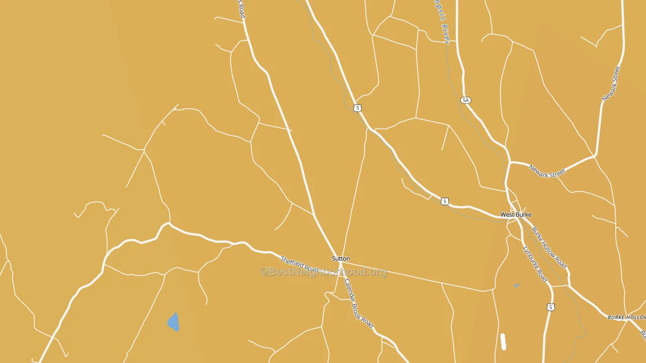 Map of the best neighborhoods in the 05867 area, with better matches in green and worse matches in red