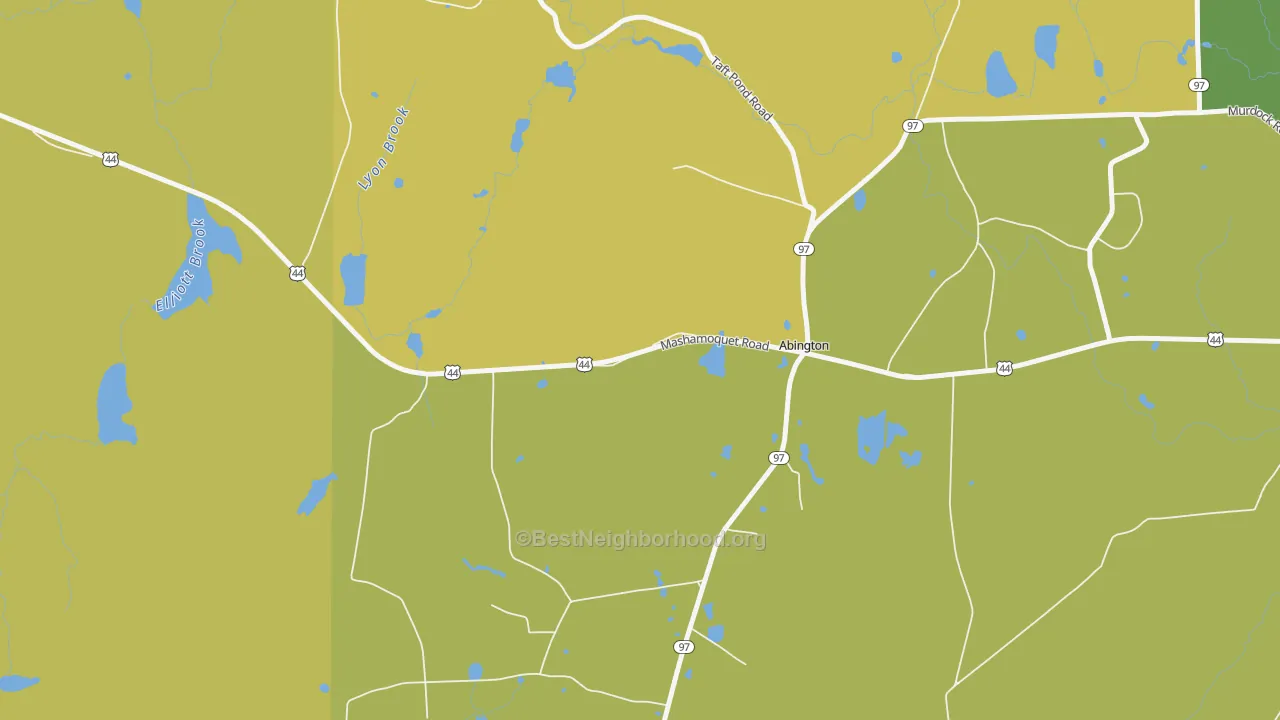 Map of the best neighborhoods in the 06230 area, with better matches in green and worse matches in red