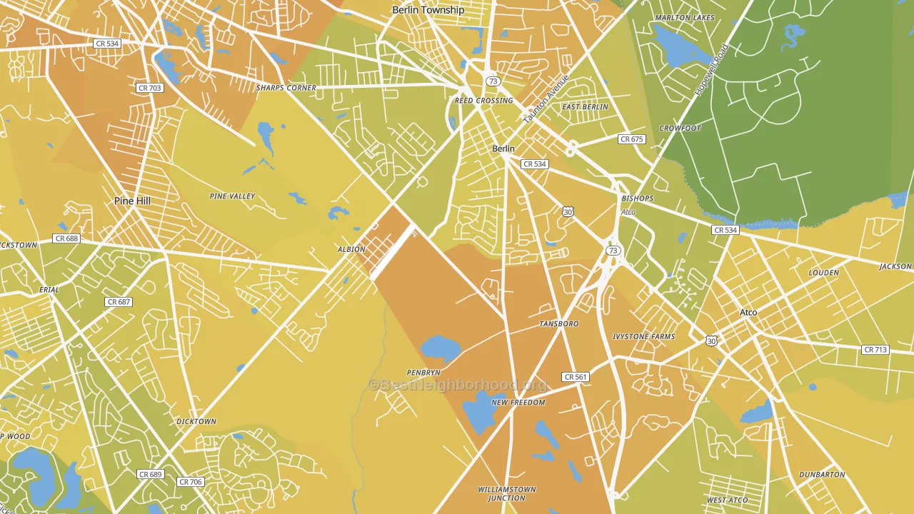 Map of the best neighborhoods in the 08009 area, with better matches in green and worse matches in red