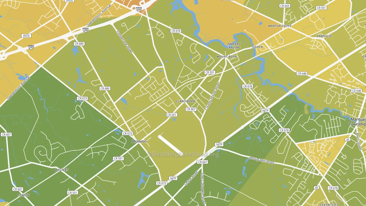 Map of the best neighborhoods in the 08020 area, with better matches in green and worse matches in red