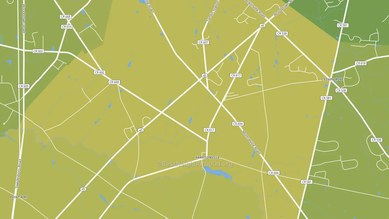 Map of the best neighborhoods in the 08039 area, with better matches in green and worse matches in red