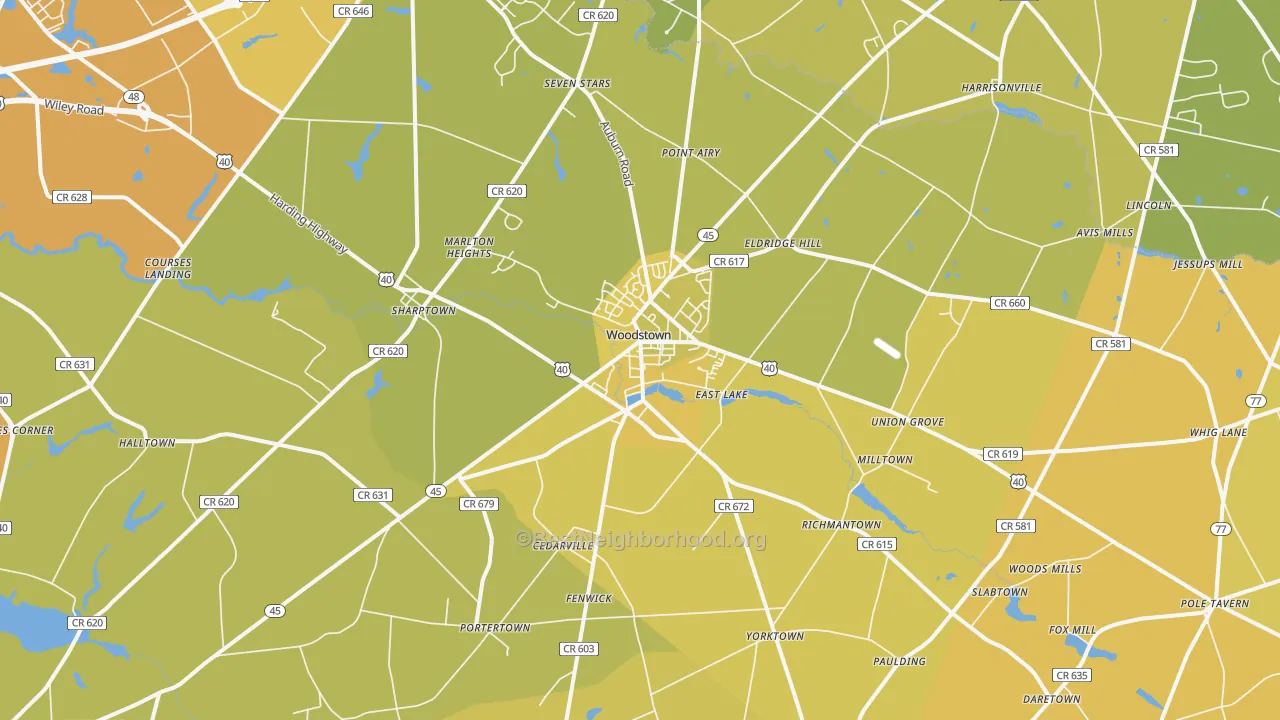 Map of the best neighborhoods in the 08098 area, with better matches in green and worse matches in red