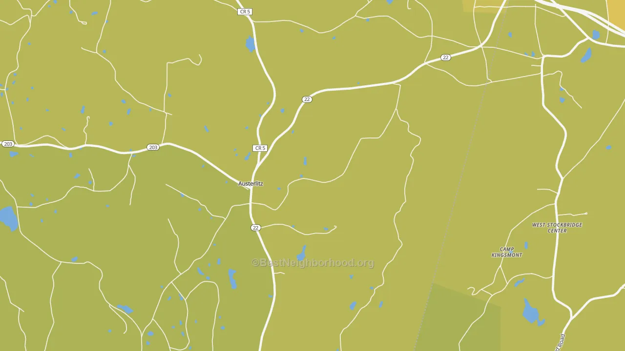 Map of the best neighborhoods in the 12017 area, with better matches in green and worse matches in red