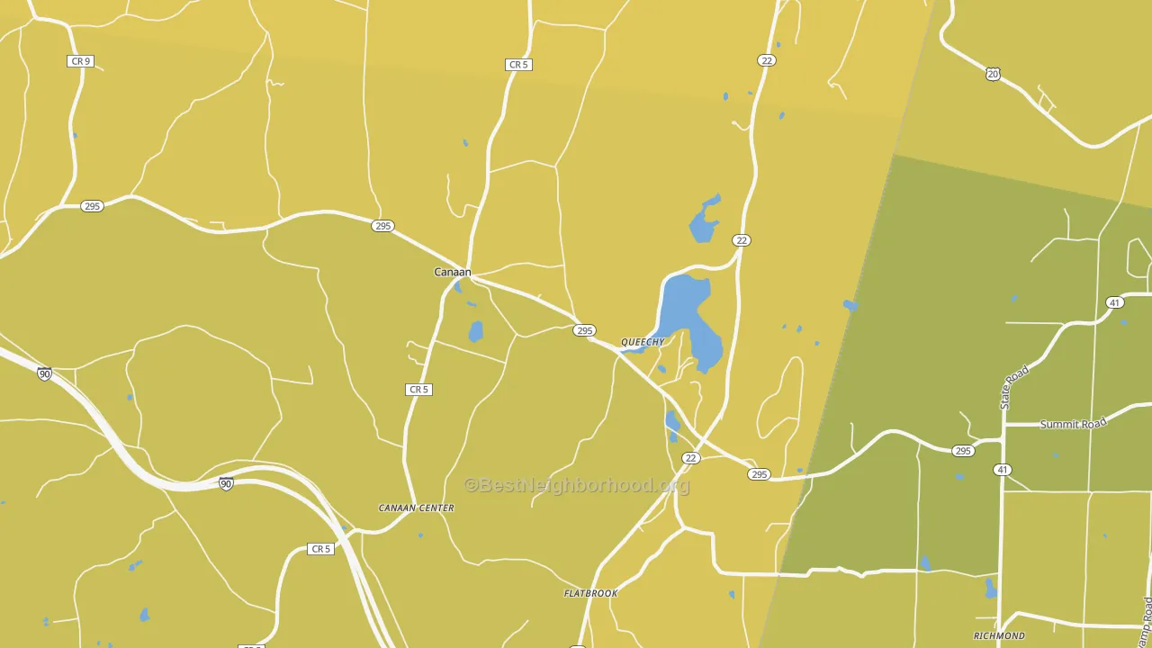 Map of the best neighborhoods in the 12029 area, with better matches in green and worse matches in red