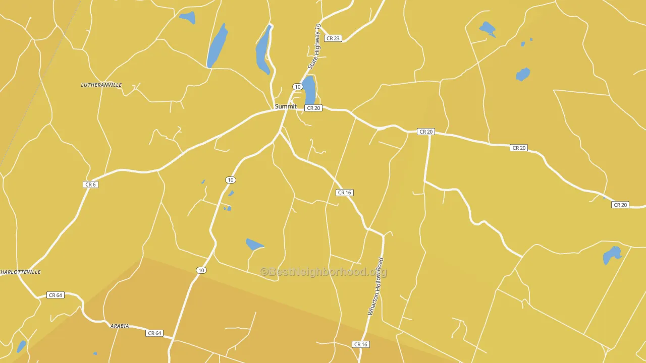 Map of the best neighborhoods in the 12175 area, with better matches in green and worse matches in red
