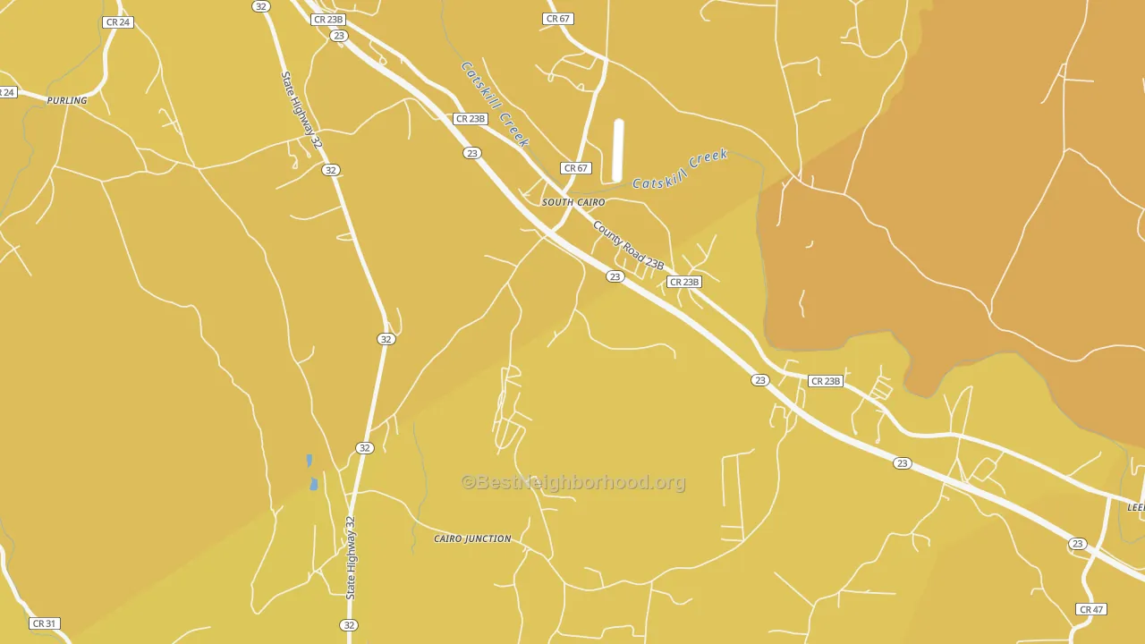 Map of the best neighborhoods in the 12482 area, with better matches in green and worse matches in red