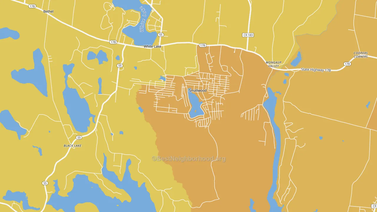 Map of the best neighborhoods in the 12778 area, with better matches in green and worse matches in red
