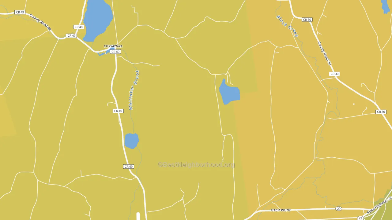 Map of the best neighborhoods in the 12823 area, with better matches in green and worse matches in red