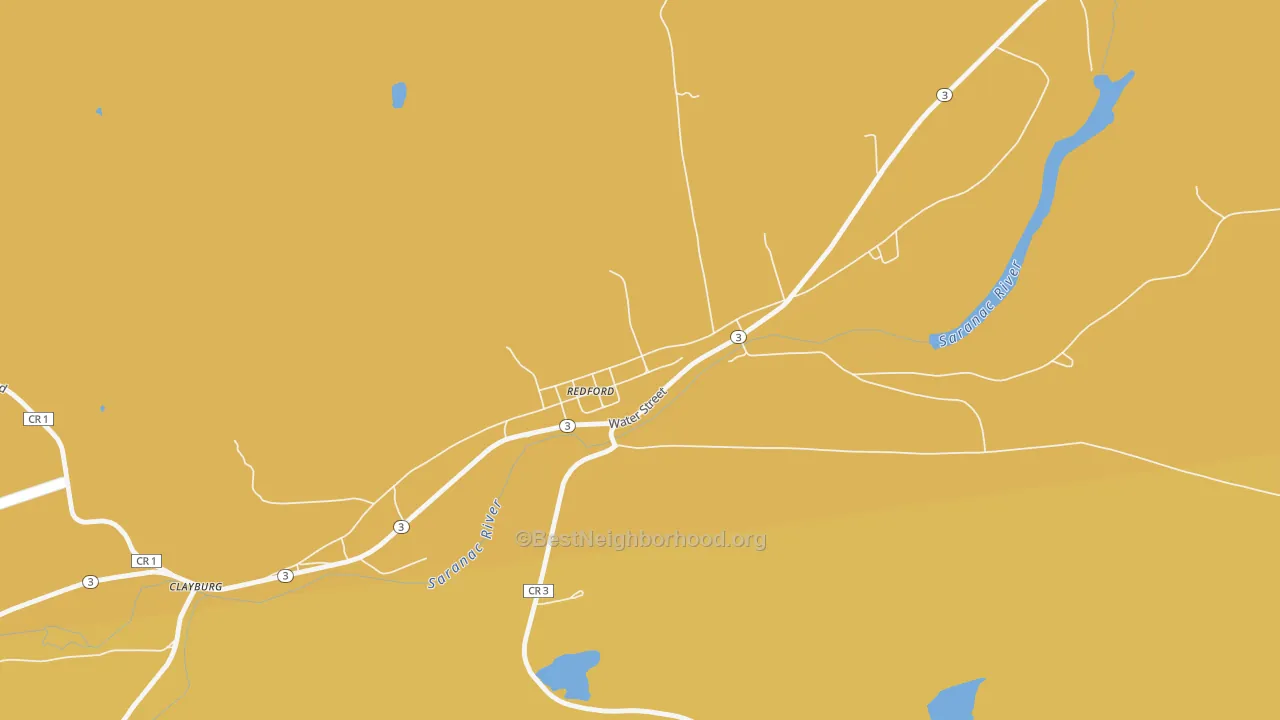 Map of the best neighborhoods in the 12978 area, with better matches in green and worse matches in red