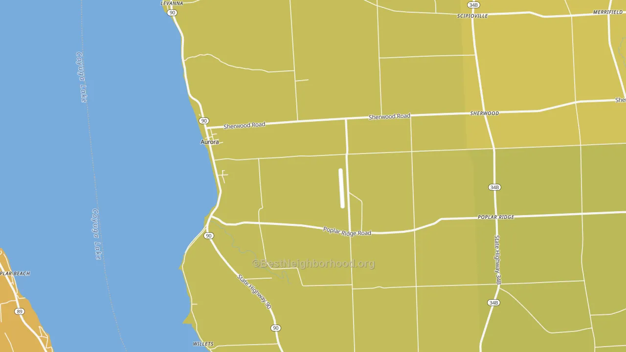 Map of the best neighborhoods in the 13026 area, with better matches in green and worse matches in red